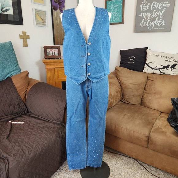 Paradise Bay Sportswear Denim Jeans and Matching Vest Size 12 - Picture 2 of 12